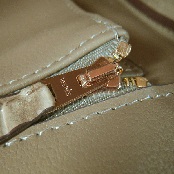 High Quality Fake Hermes Birkin 35CM Crocodile Head Veins Leather Bag Apricot 6089 - Click Image to Close